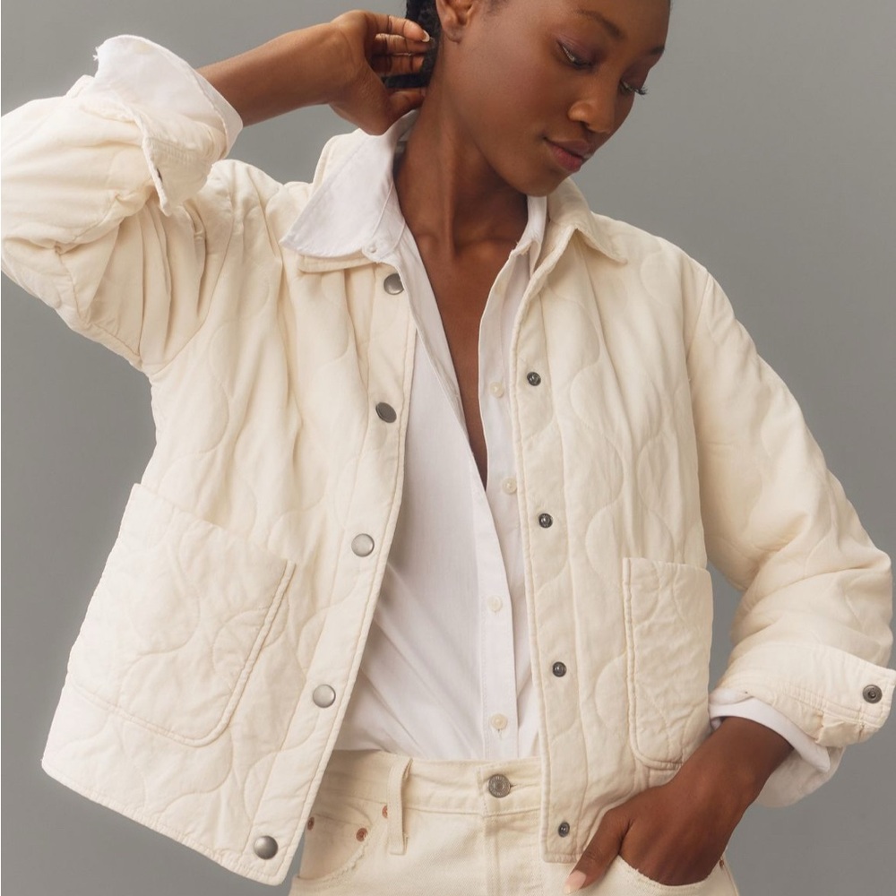 Bella Dahl cropped quilted Cream Quilted Women's Jacket medium